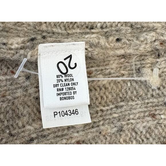 Bonobos Men’s Beige Cable Neck Full Button Cardigan Sweater XL Wool Blend - Picture 4 of 4